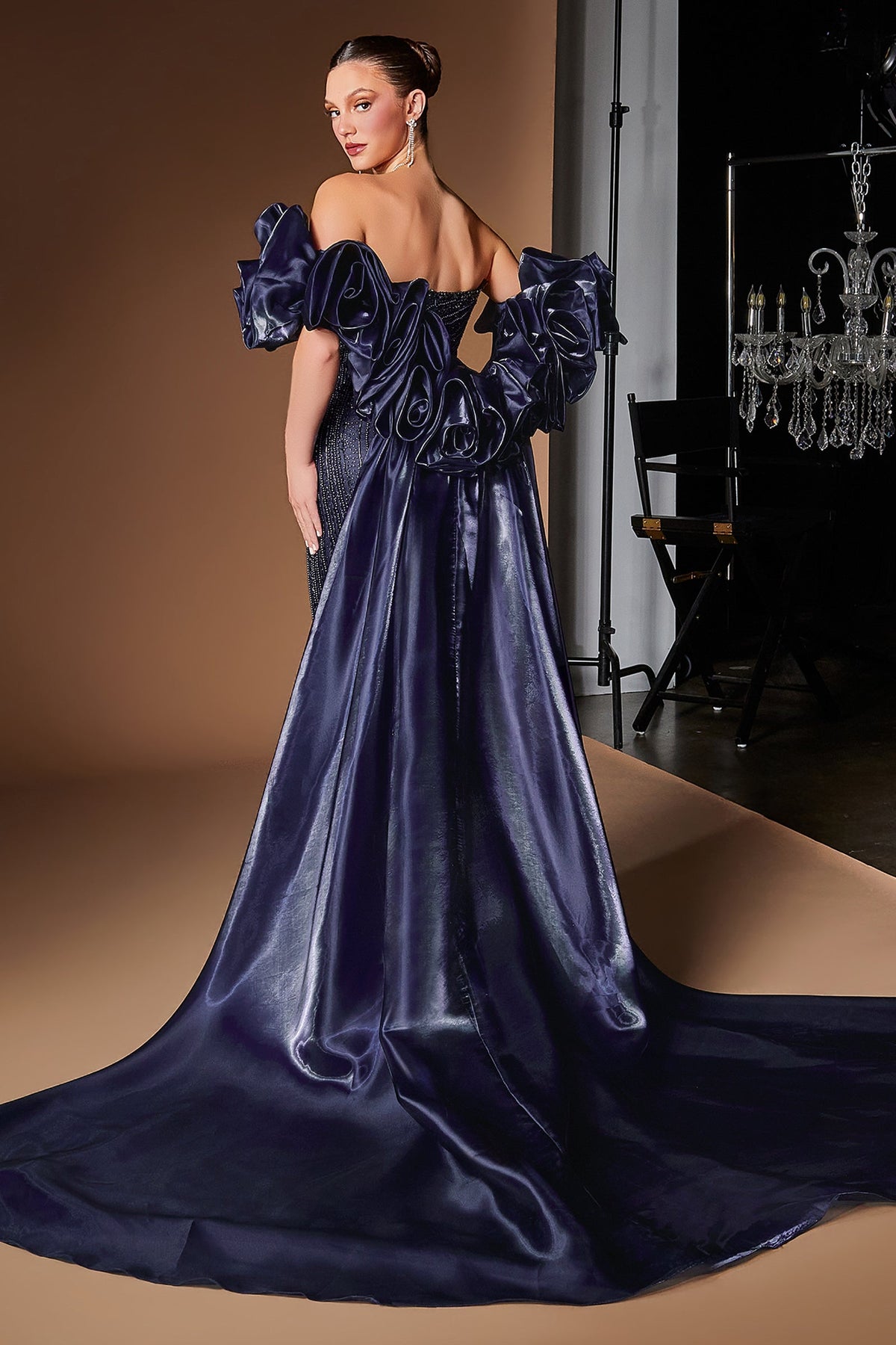 Strapless Puff Sleeve Overskirt Gown | Ladivine CJ933