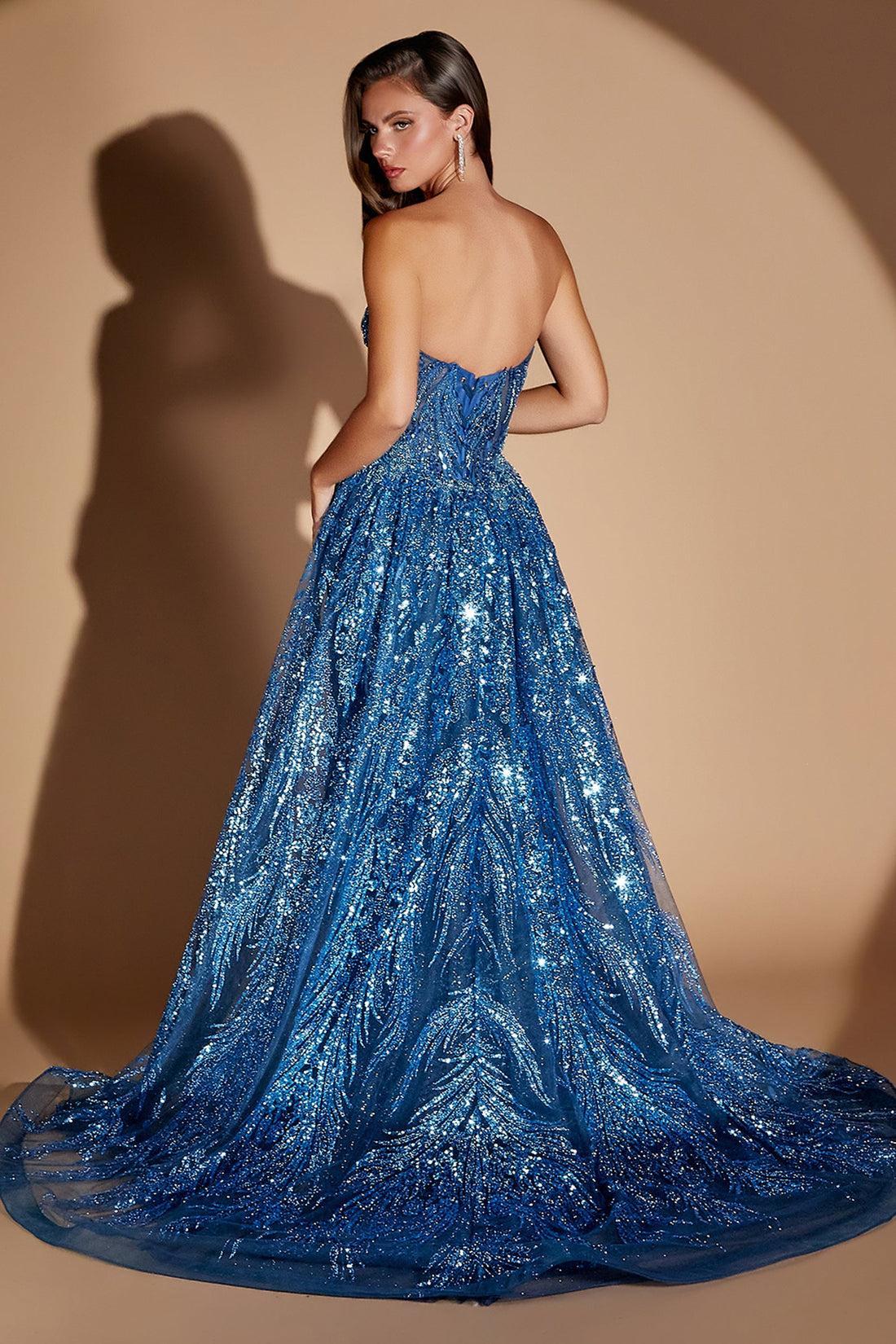 Beaded Strapless Overskirt Formal Gown | Ladivine CM393