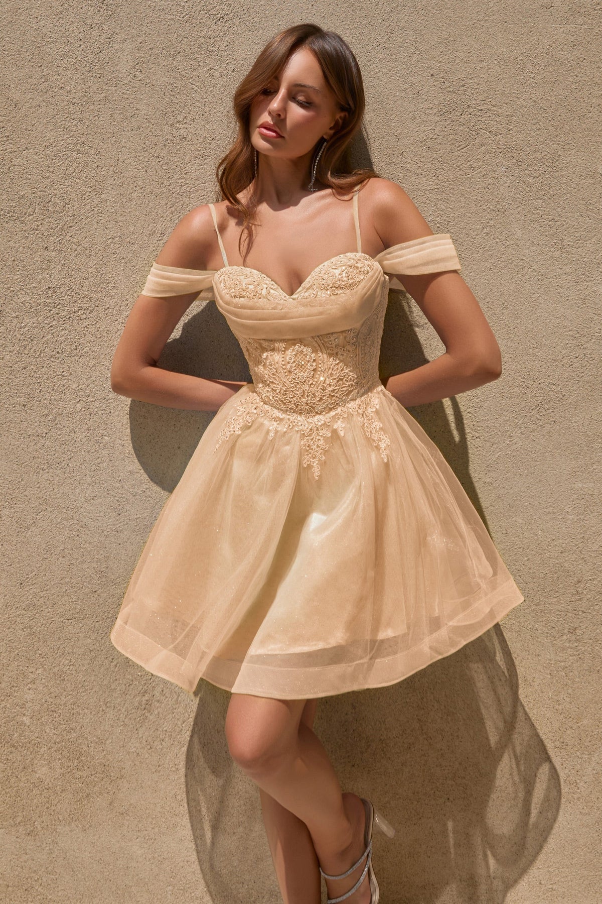 Short Cold Shoulder A-Line Dress | Ladivine CY024