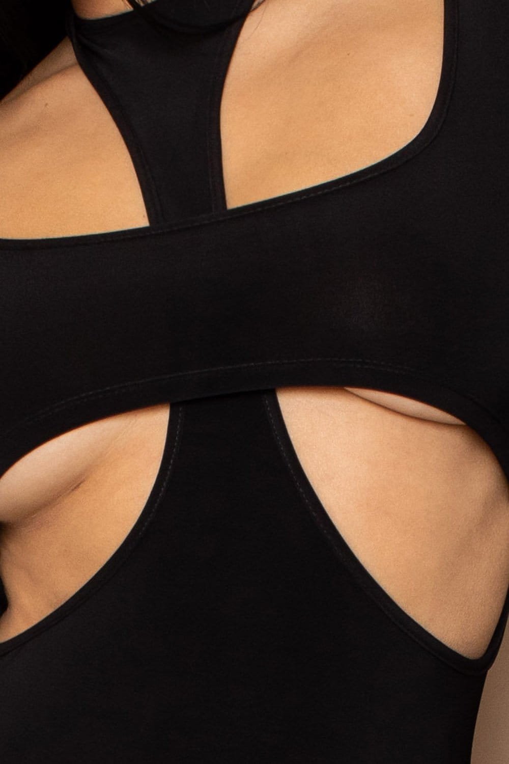 Neck Cutout Mini Dress – Bust Flattering Halter Tie Back BOUTINIE