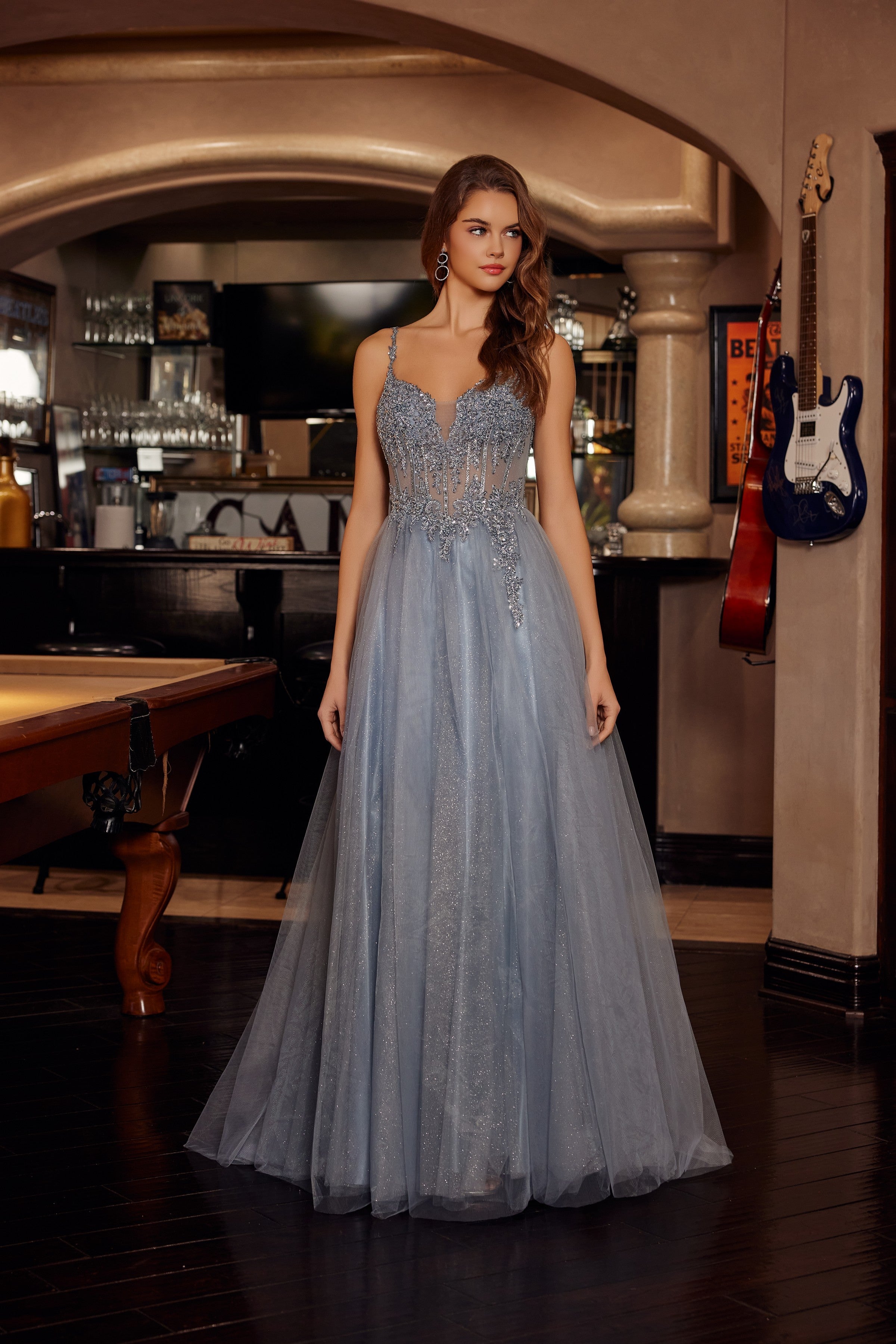 Beaded Sleeveless Ball Gown by Nox Anabel F1726