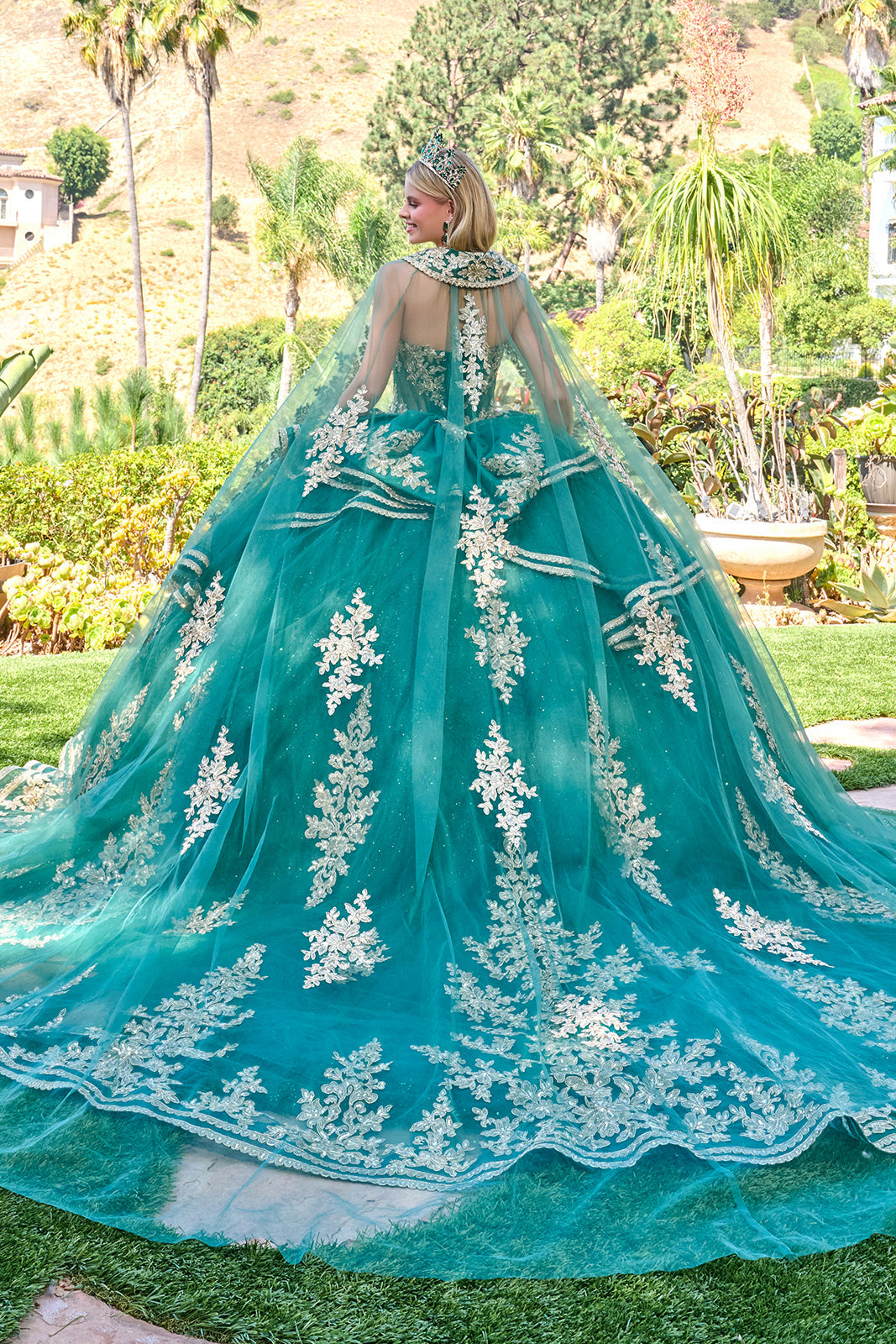 Strapless Cape Ball Formal Gown | Elizabeth K GL3671