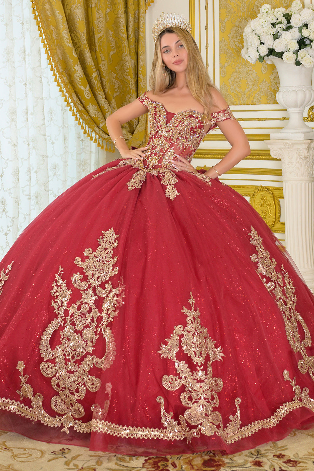 Elegant Off-the-Shoulder Ball Formal Gown | Elizabeth K GL3673