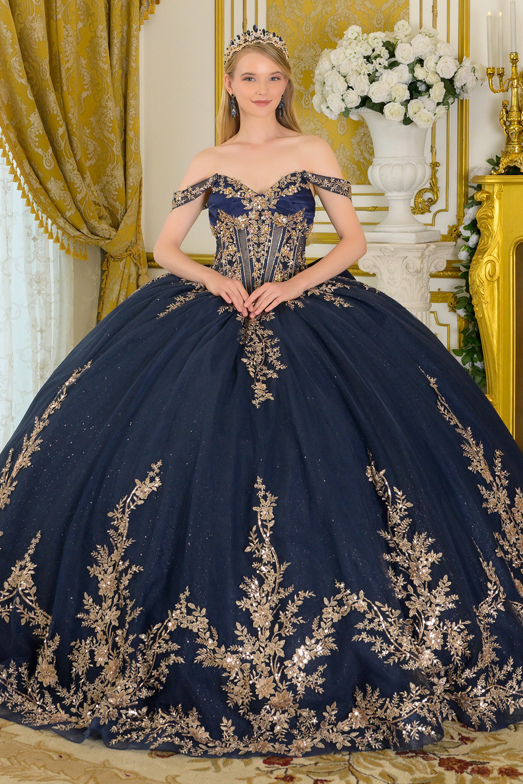 Elegant Off-the-Shoulder Ball Formal Gown | Elizabeth K GL3674