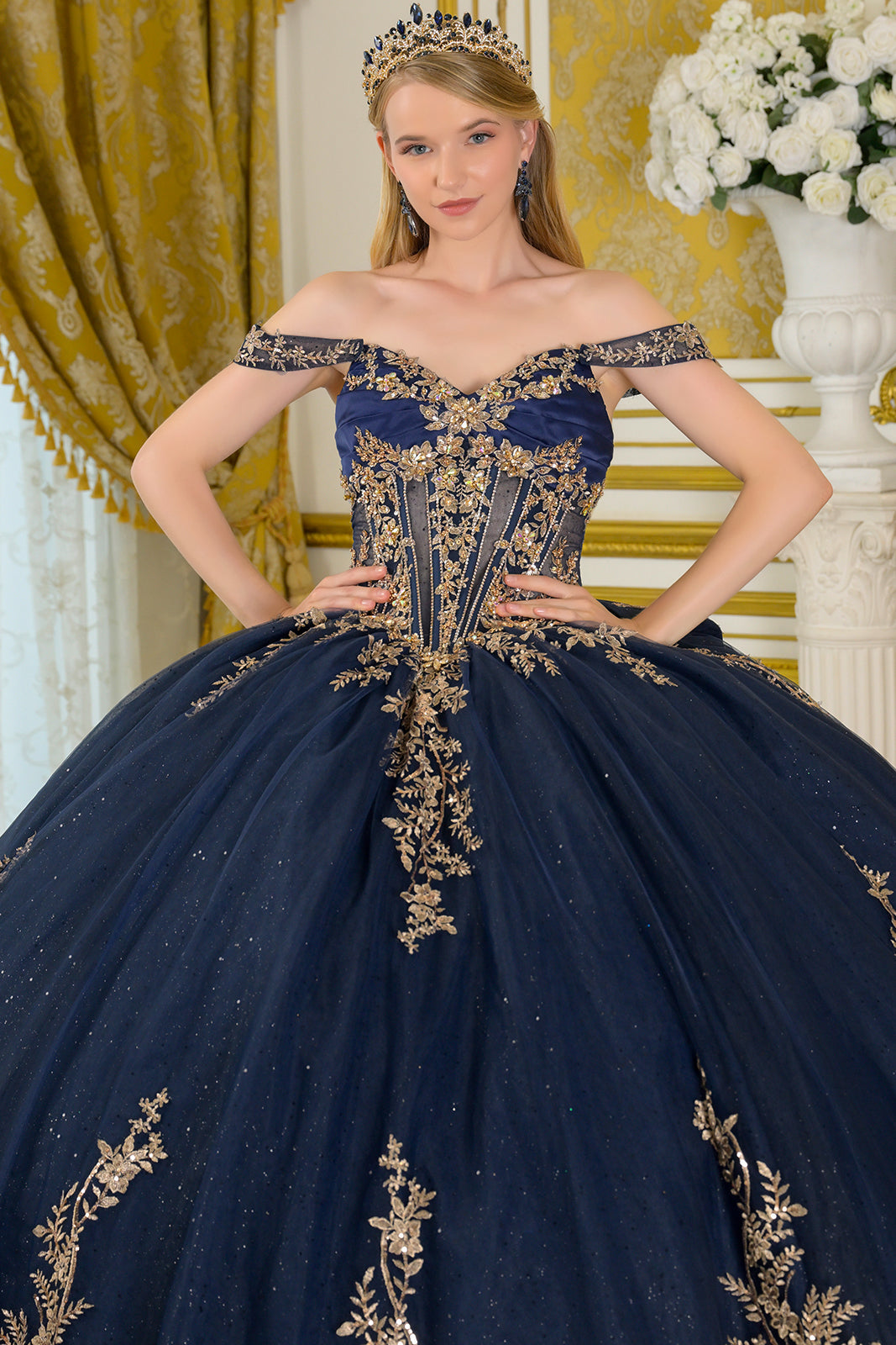 Elegant Off-the-Shoulder Ball Formal Gown | Elizabeth K GL3674