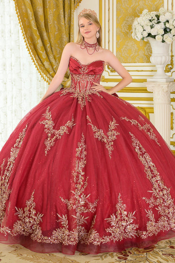 Applique Strapless Ball Formal Gown | Elizabeth K GL3675