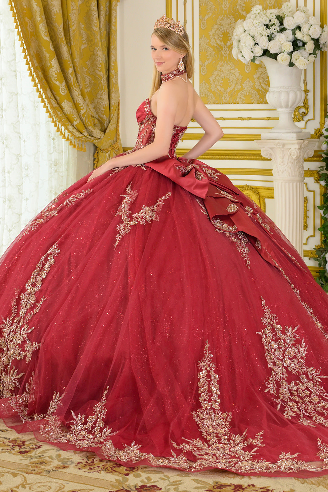 Applique Strapless Ball Formal Gown | Elizabeth K GL3675