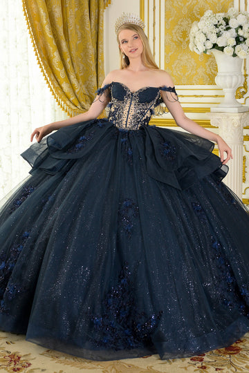 Off-the-Shoulder Ruffled Ball Formal Gown | Elizabeth K GL3676