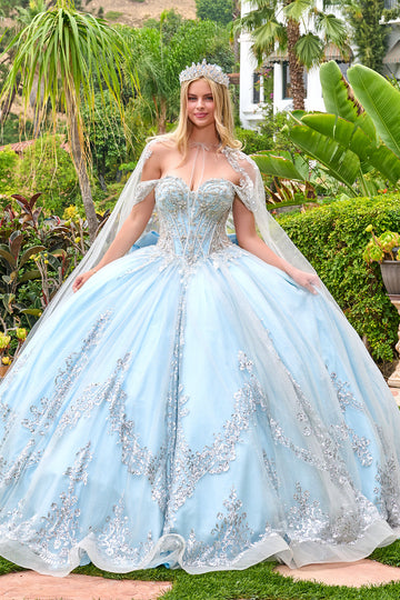 Off-the-Shoulder Cape Ball Formal Gown | Elizabeth K GL3707
