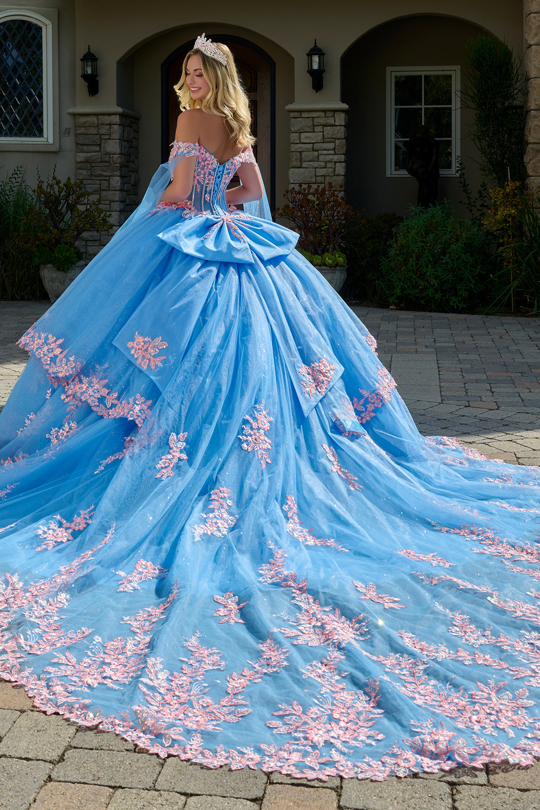 3D Butterfly Cape Sleeve Ball Gown | Elizabeth K GL3708