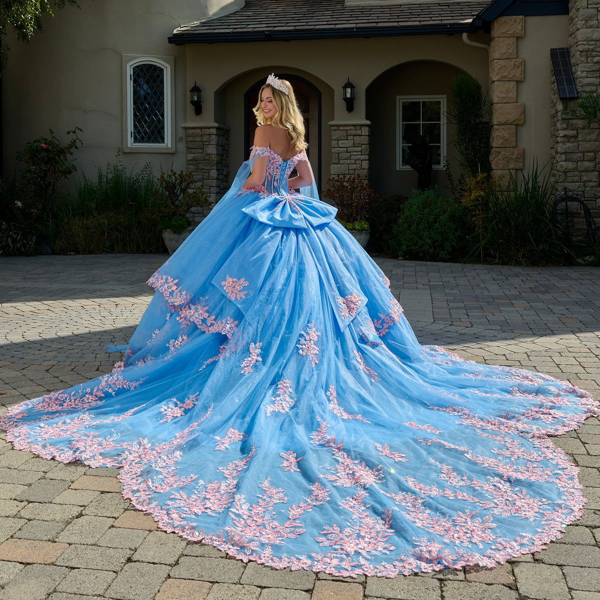 3D Butterfly Cape Sleeve Ball Gown | Elizabeth K GL3708