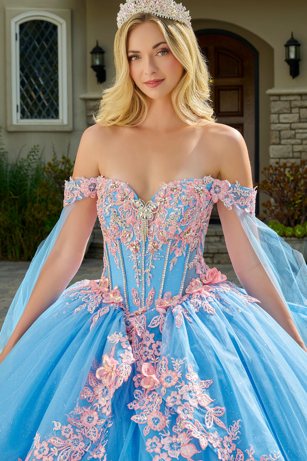 3D Butterfly Cape Sleeve Ball Gown | Elizabeth K GL3708