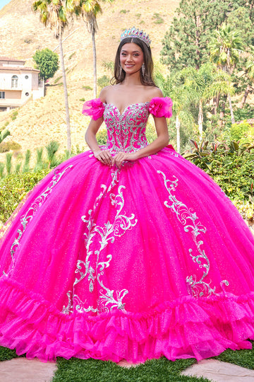 Off-the-Shoulder Ruffled Ball Formal Gown | Elizabeth K GL3709