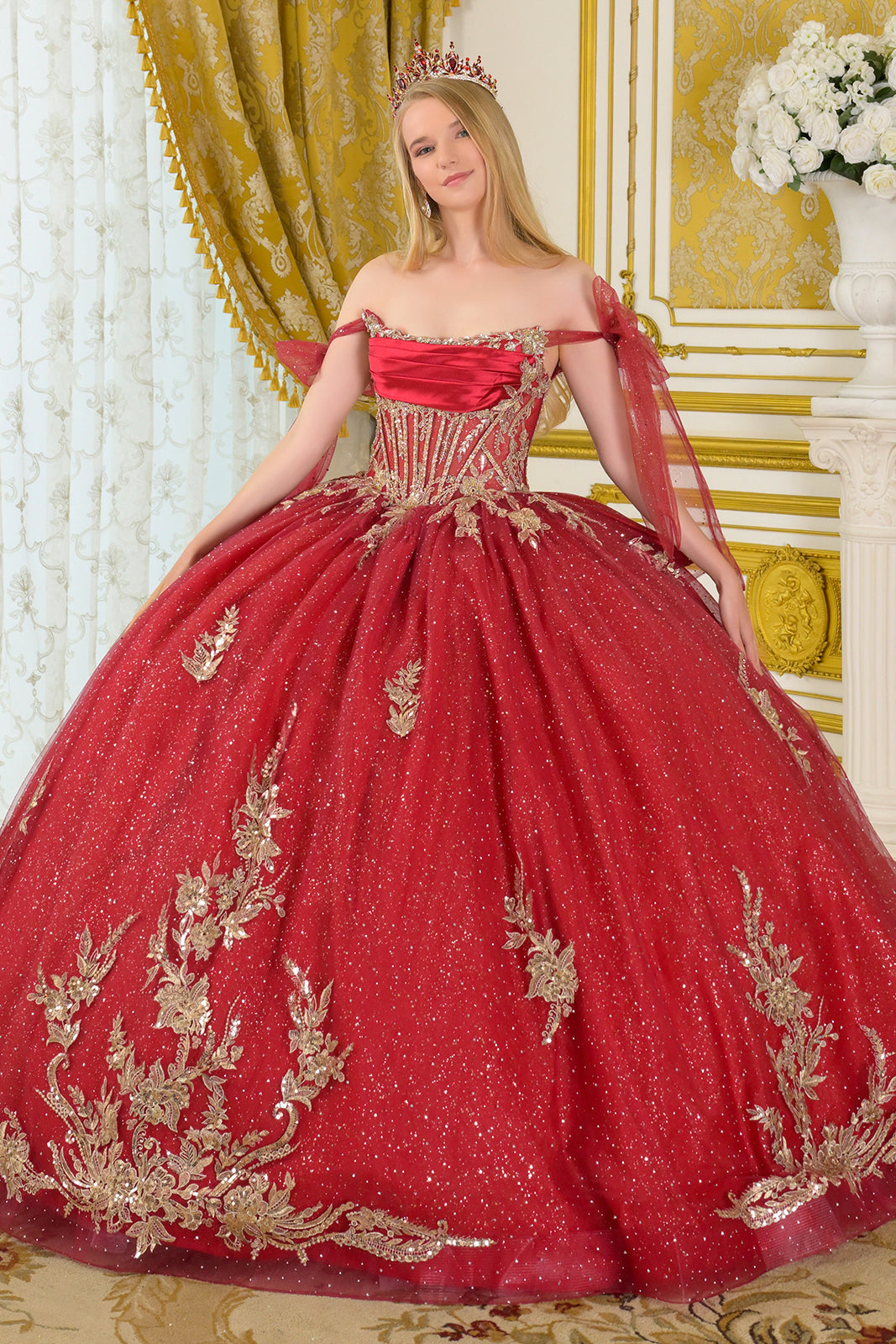 Off-the-Shoulder Bow Ball Formal Gown | Elizabeth K GL3710