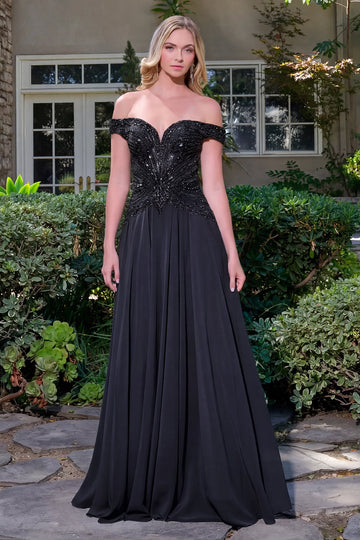 Elegant Off-the-Shoulder A-Line Formal Gown | Elizabeth K GL3738