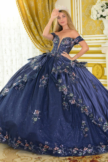 Satin Off-the-Shoulder Ball Formal Gown | Elizabeth K GL3793
