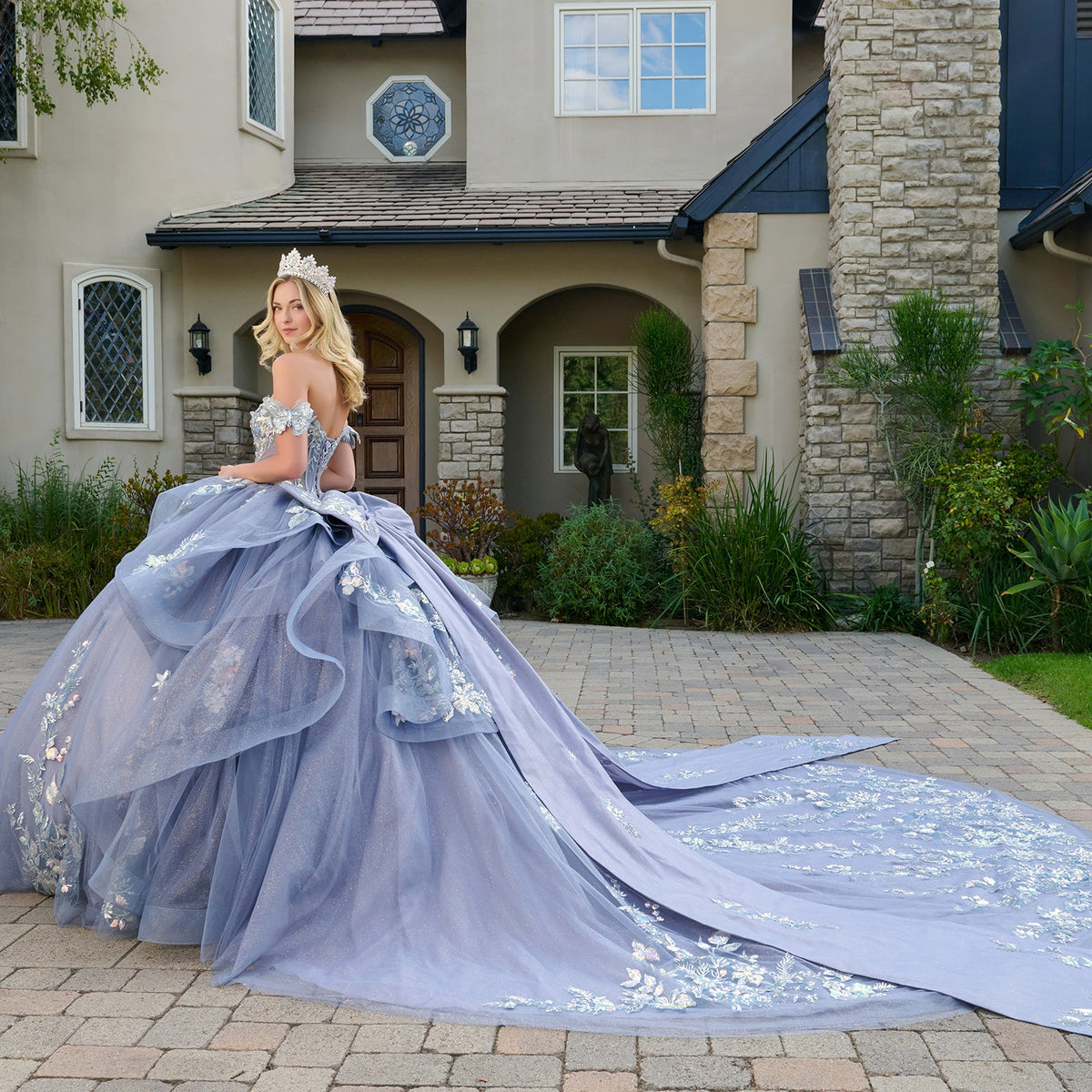 Off-the-Shoulder Layered Ball Formal Gown | Elizabeth K GL3802