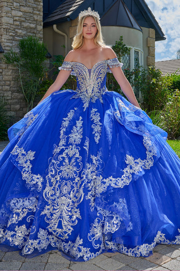 Off-the-Shoulder Ruffled Ball Formal Gown | Elizabeth K GL3635