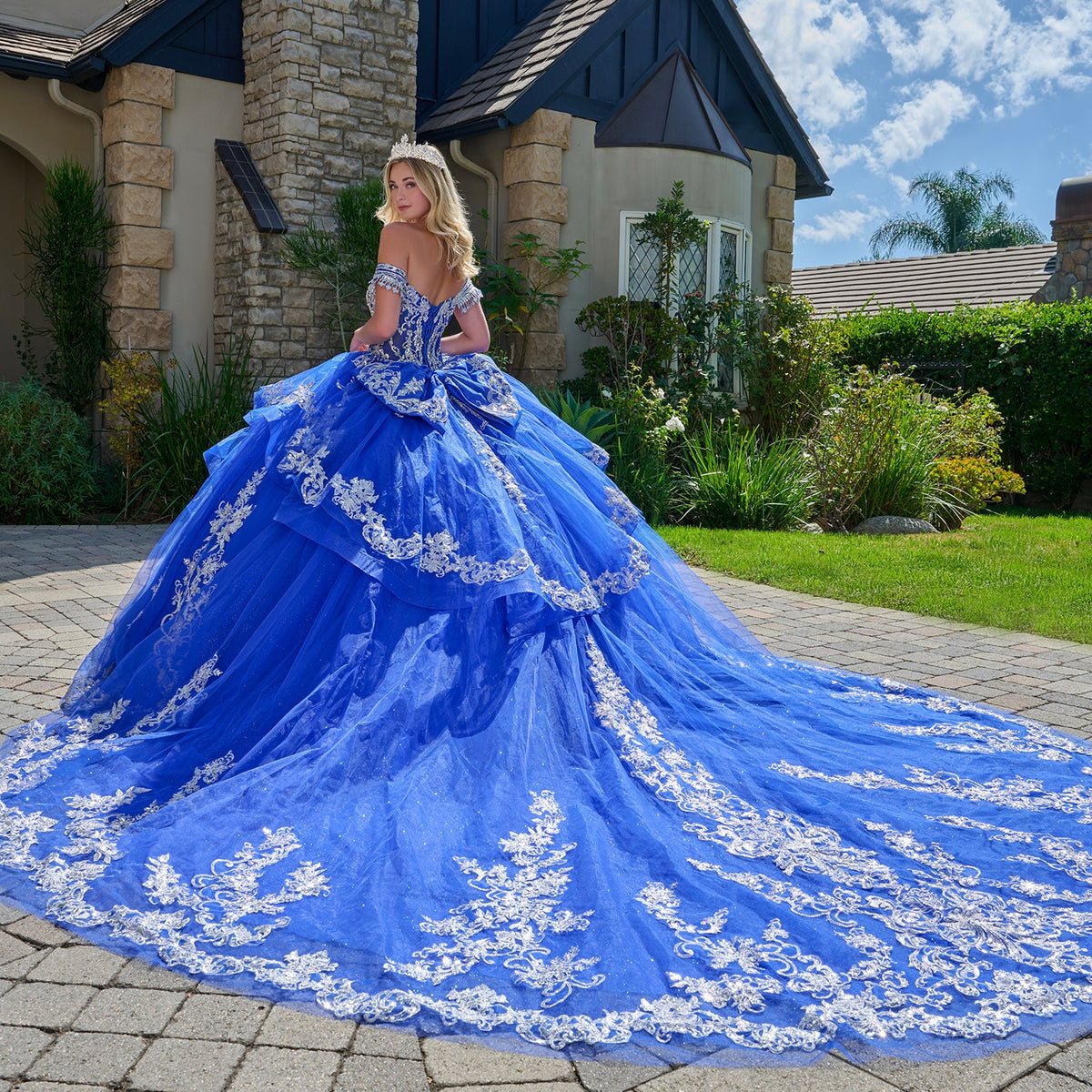 Off-the-Shoulder Ruffled Ball Formal Gown | Elizabeth K GL3635