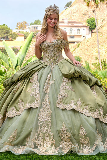 Satin Off-the-Shoulder Ball Formal Gown | Elizabeth K GL3810