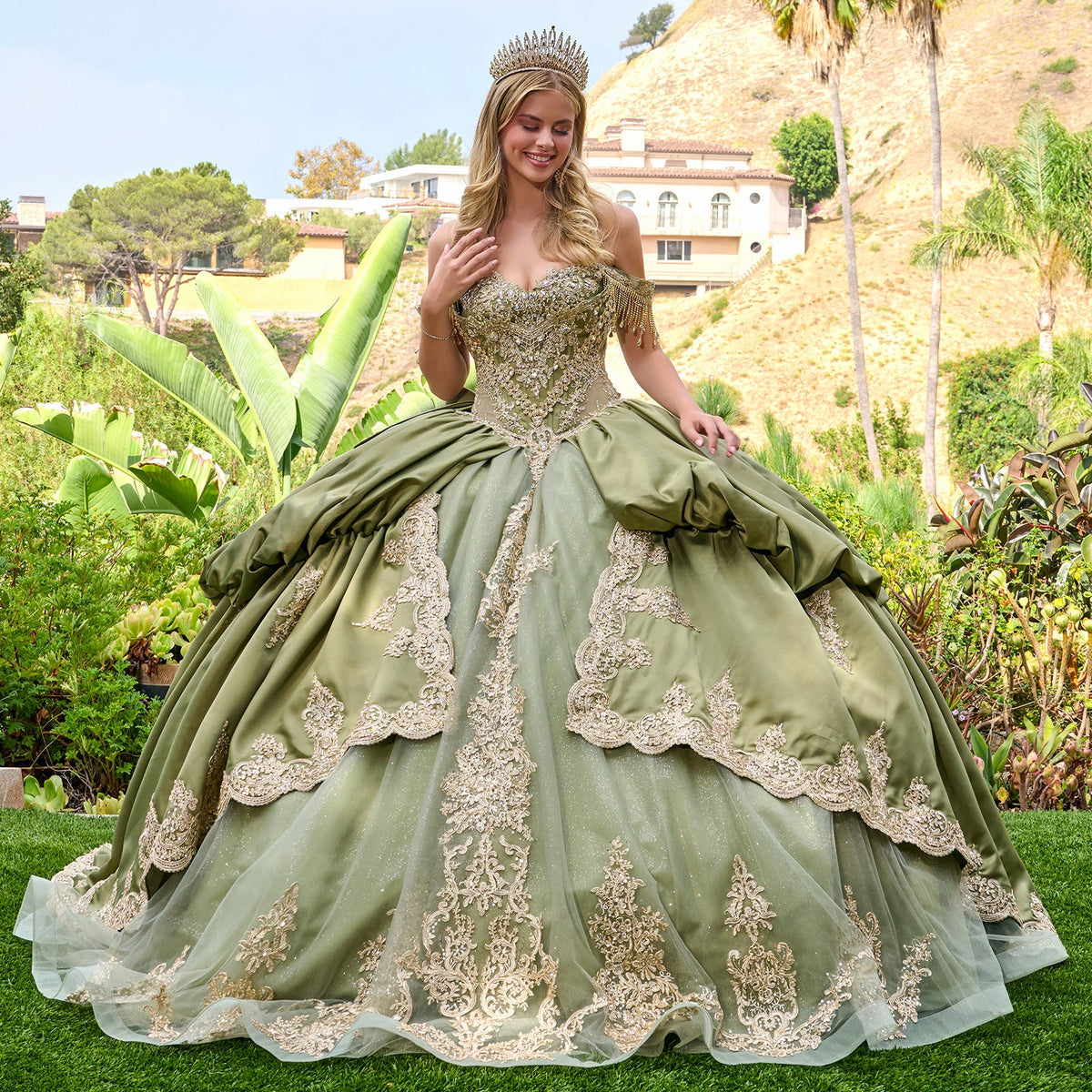 Satin Off-the-Shoulder Ball Formal Gown | Elizabeth K GL3810