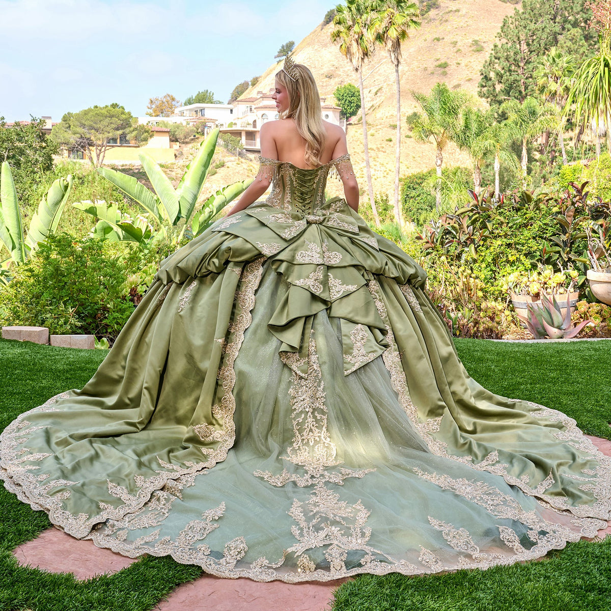 Satin Off-the-Shoulder Ball Formal Gown | Elizabeth K GL3810