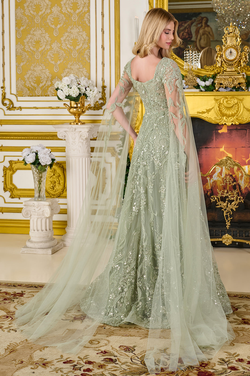 Cape Sleeve A-line Gown by GLS Gloria GL3838