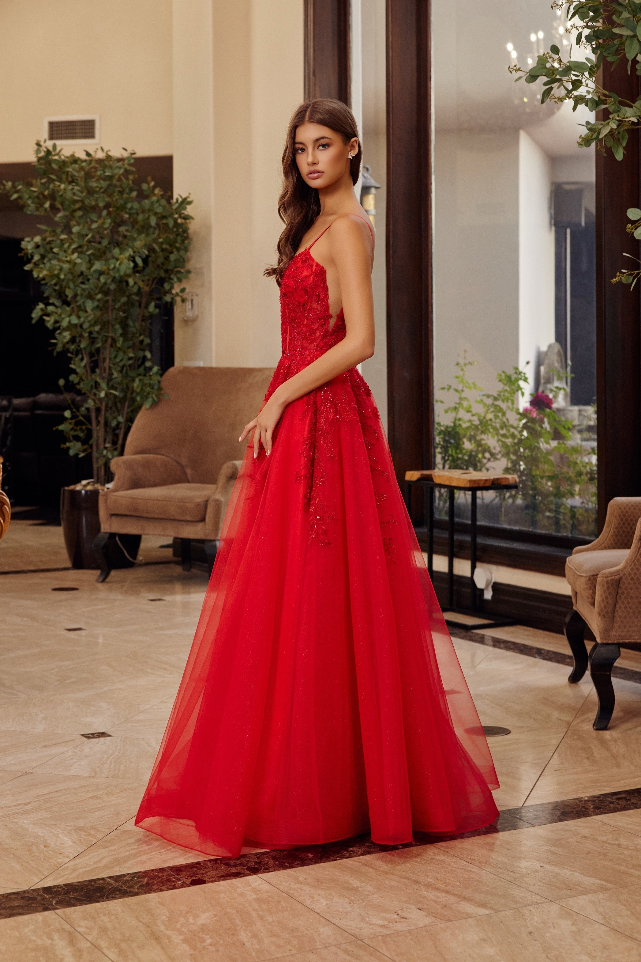 Applique Sleeveless A-line Gown by Nox Anabel H1886
