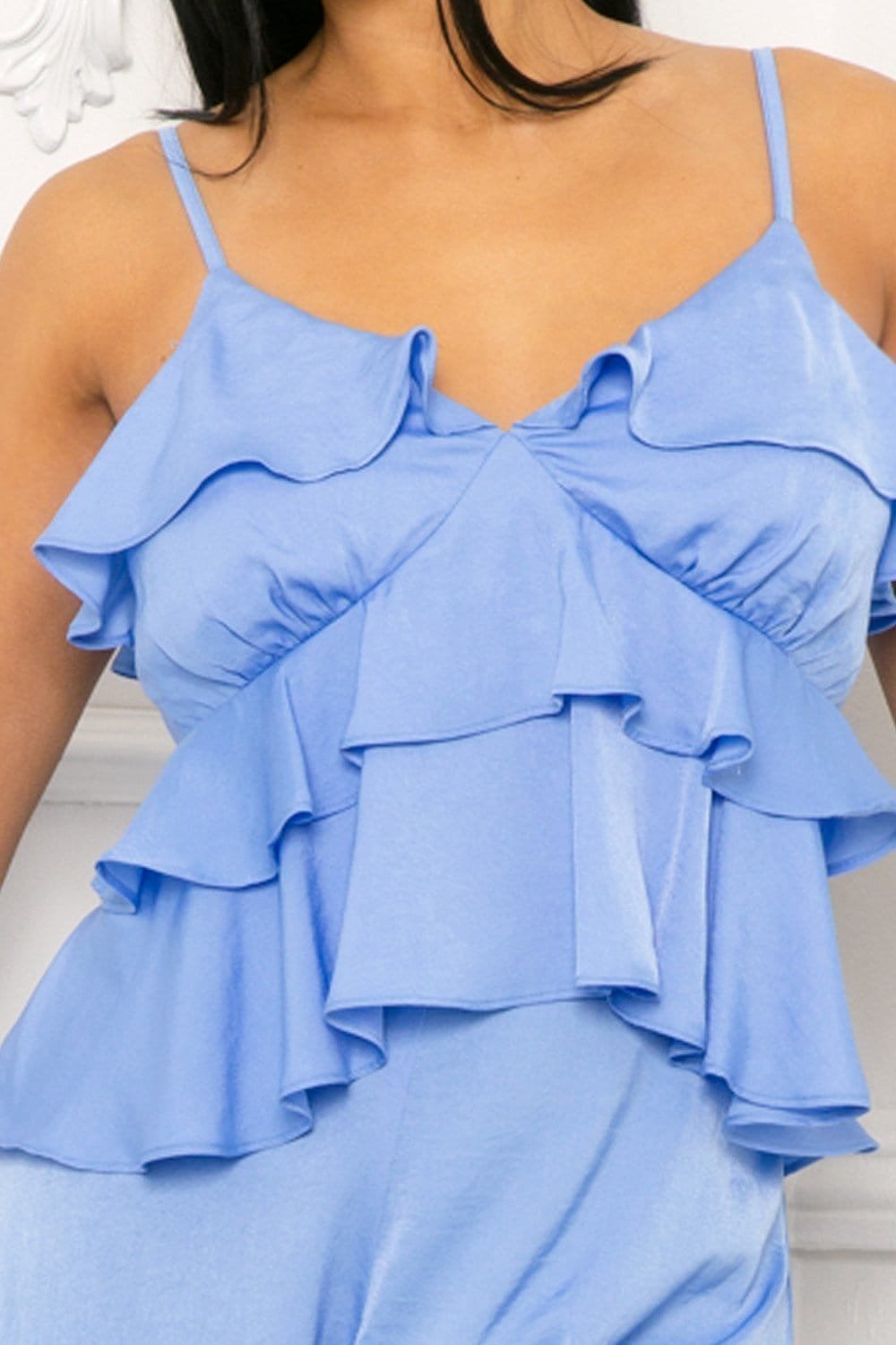 Layer Ruffle Romper – Adjustable Shoulder Strap With Flare Bottom Zipper BOUTINIE