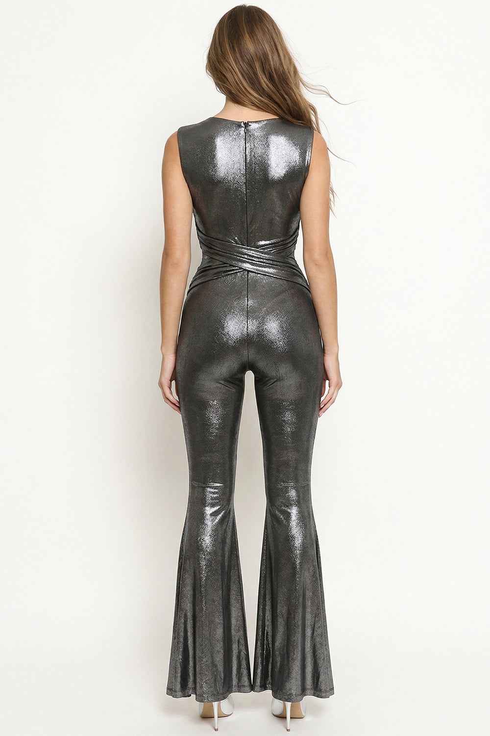 Slinky Foil Criss-cross Top Jumpsuit