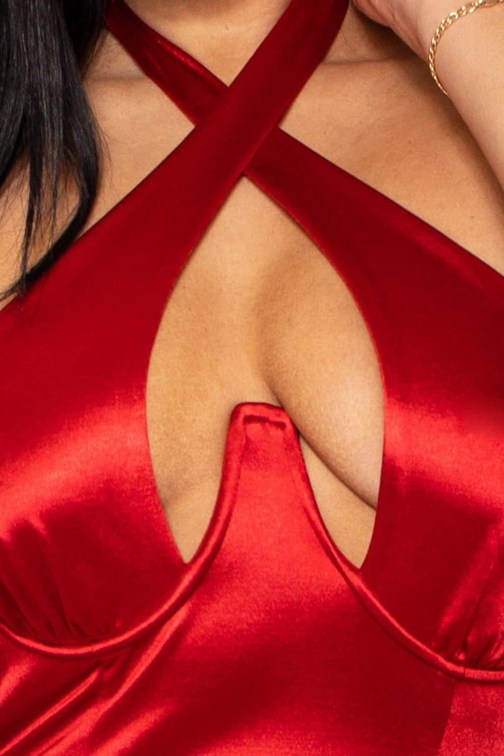 Satin Halter Neck Dress - Mini Party Zipper Back BOUTINIE