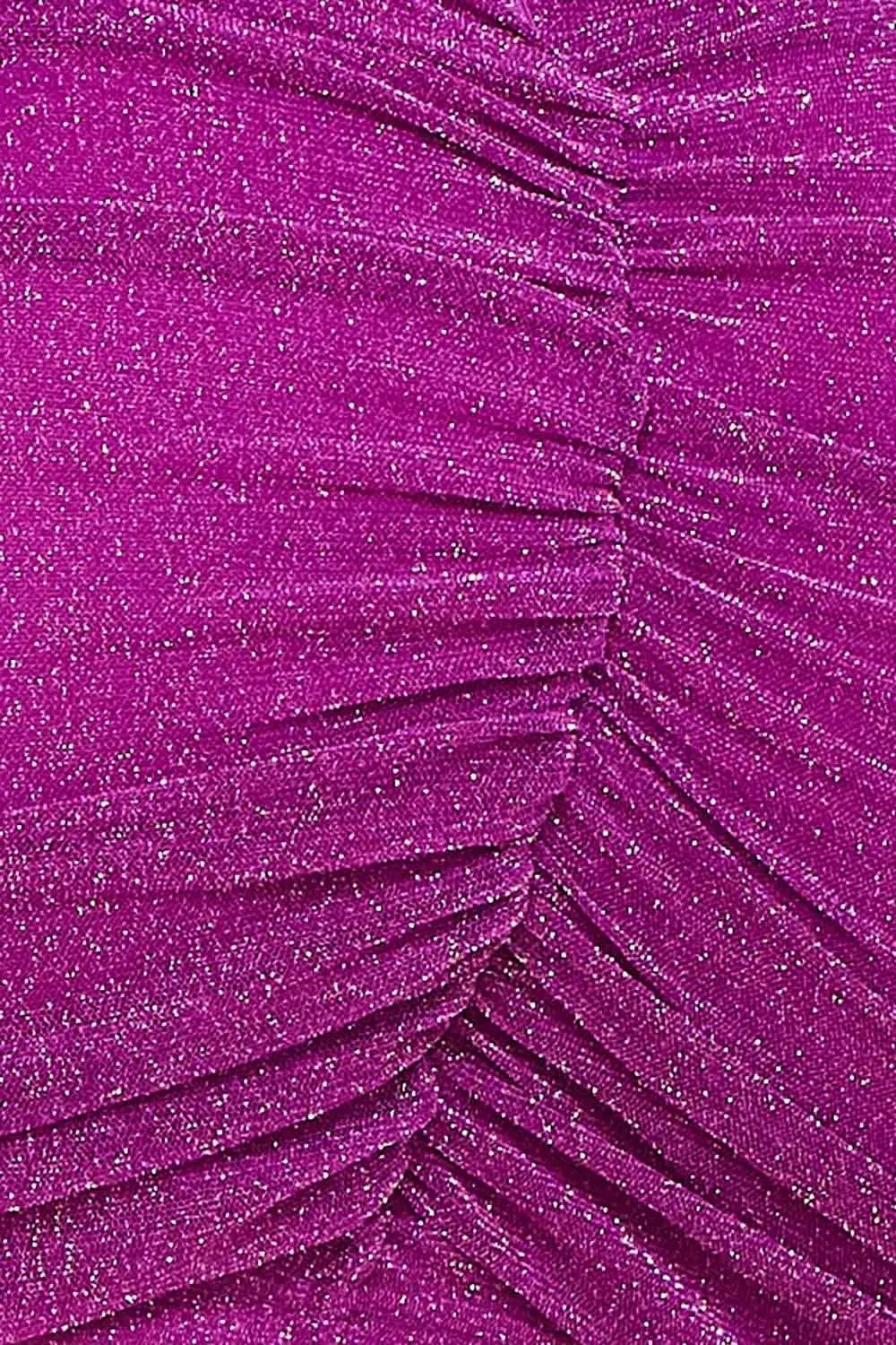 Shimmer Mesh Mini Dress | Long Sleeve, Shoulder Pad Detail BOUTINIE