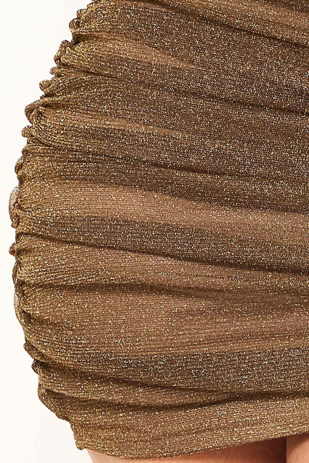 Shimmer Mesh Mini Dress | Long Sleeve, Shoulder Pad Detail BOUTINIE