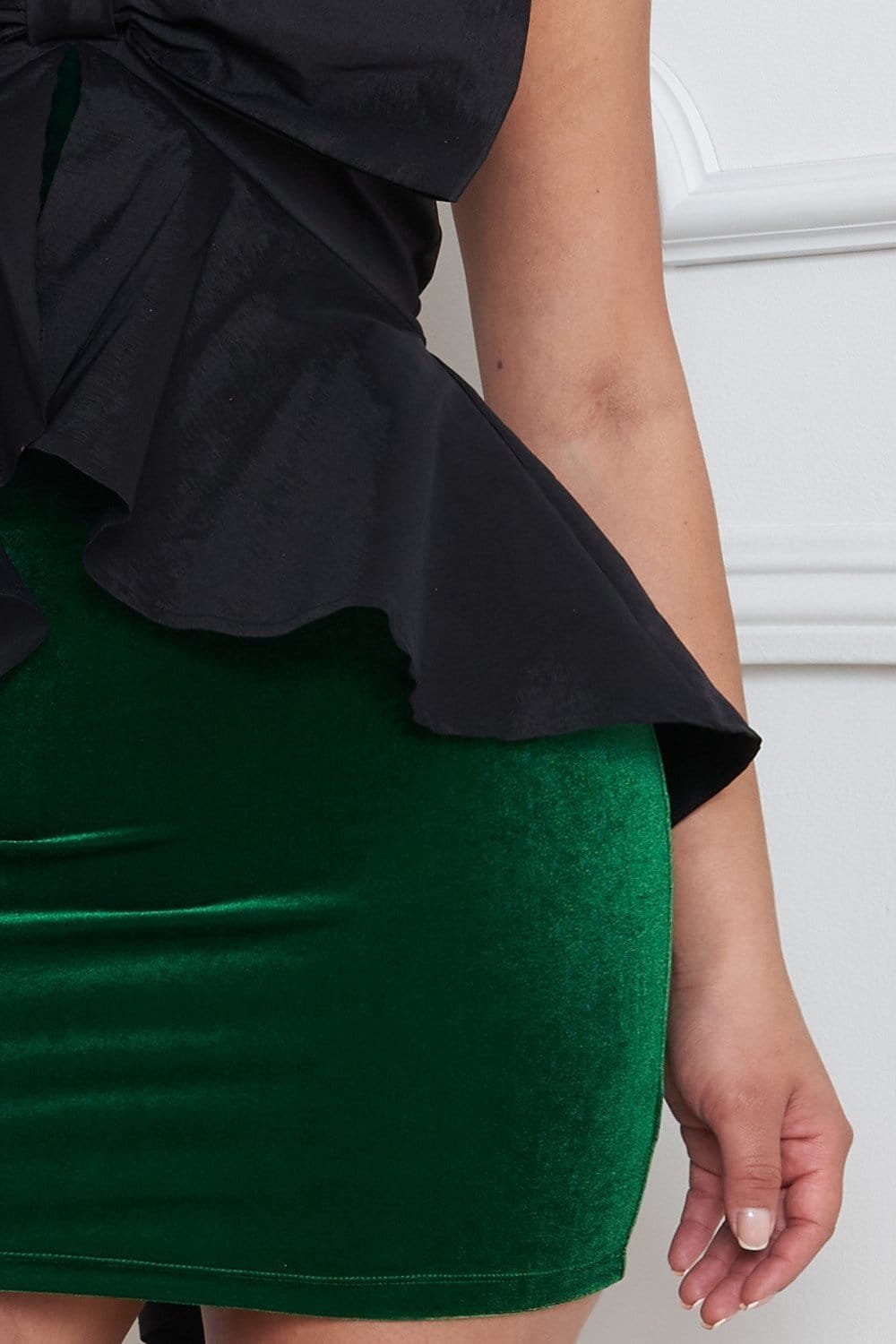 Oversized Ribbon Bow Dress | Peplum Tube Top, Zipper Back BOUTINIE