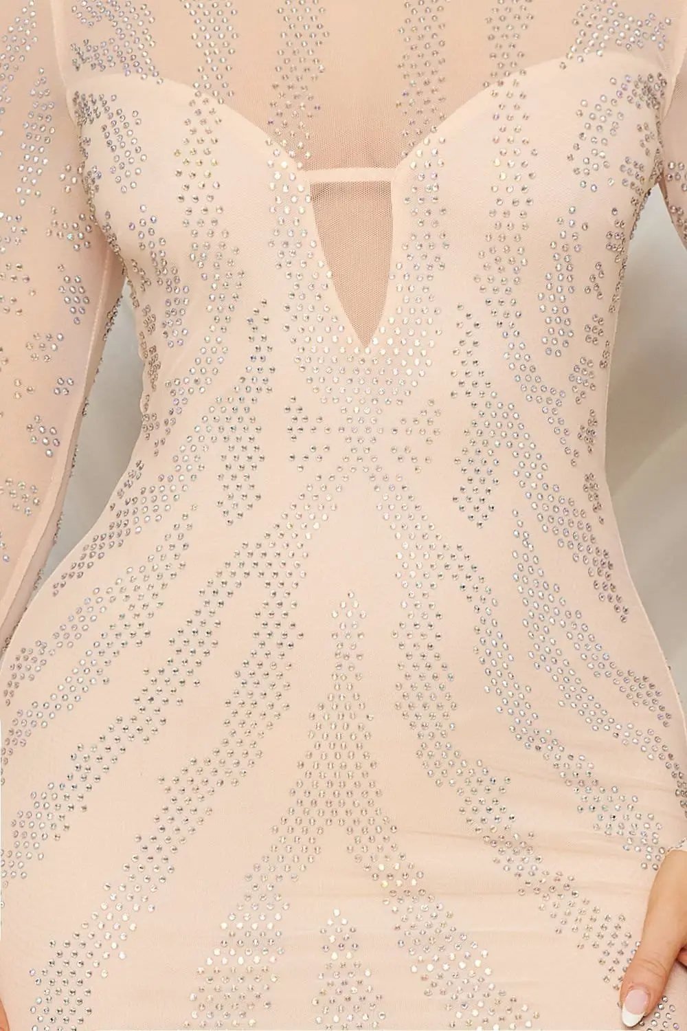 Animal Print Mini Dress - Rhinestone Mesh Sheer Sleeves Party Wear BOUTINIE