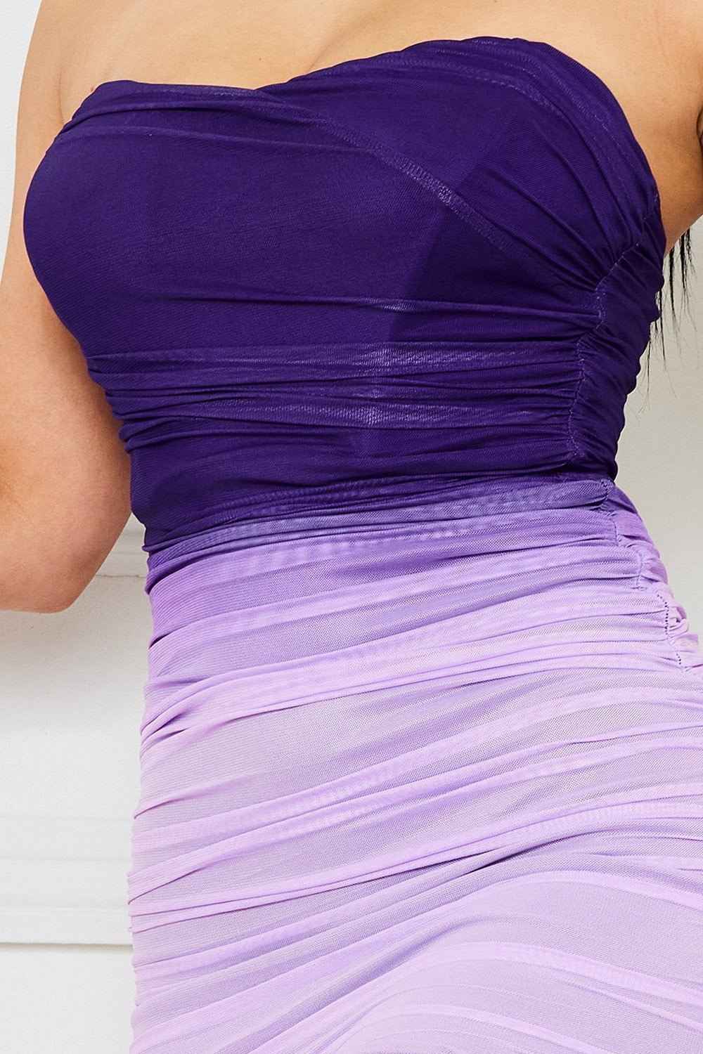 Ombre Shirring Mini Dress