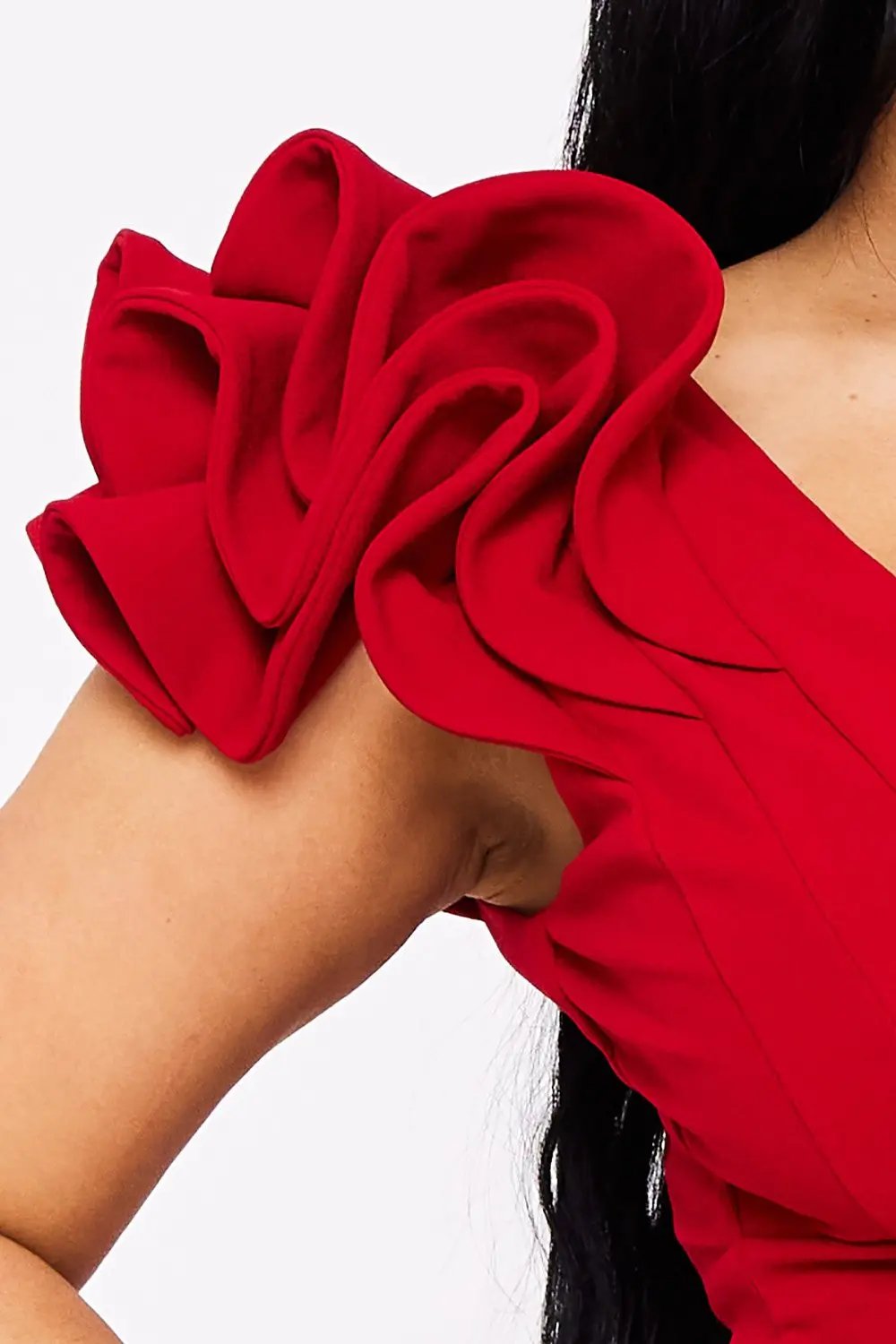 Ruffle Maxi Dress – Mermaid Evening Gown With Layered Sleeves BOUTINIE