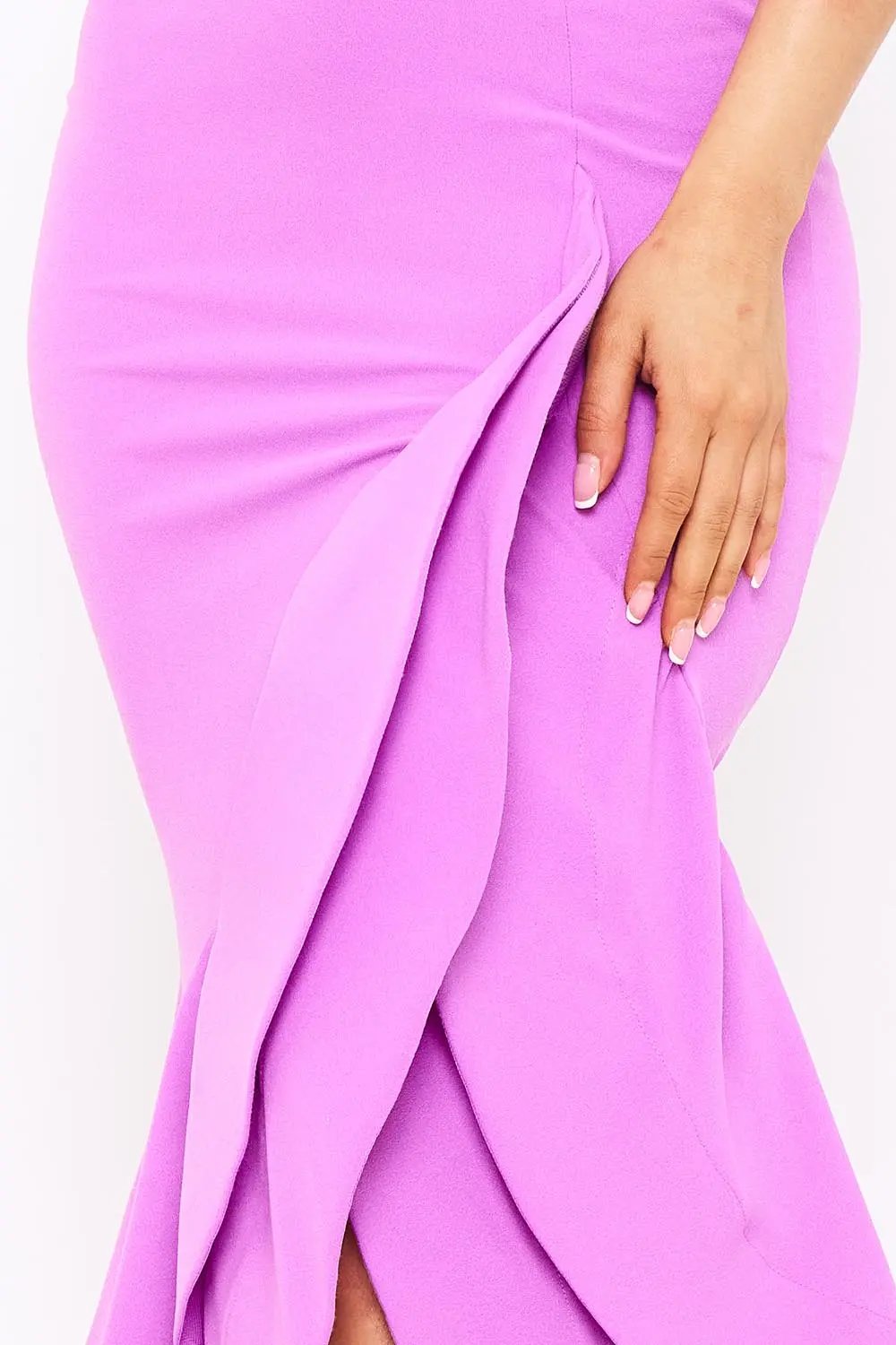 Ruffle Train Maxi Dress - Layered Spaghetti Strap Evening Gown BOUTINIE