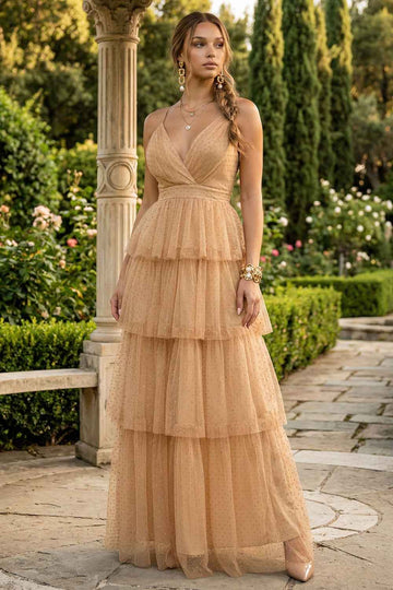 Glitter Mesh Layered Maxi Dress