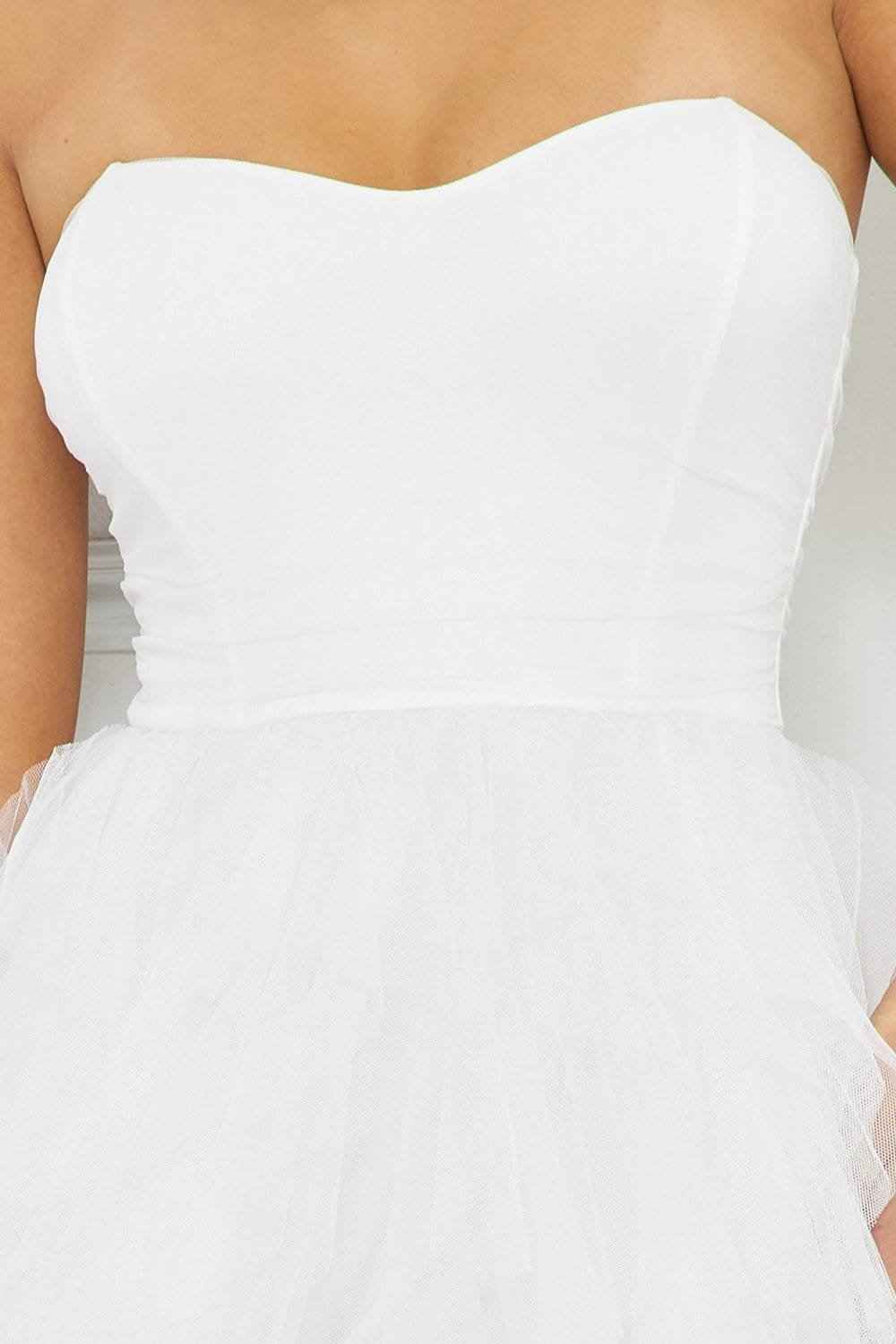 Ruffled Tier Tulle Tube Top Maxi Dress