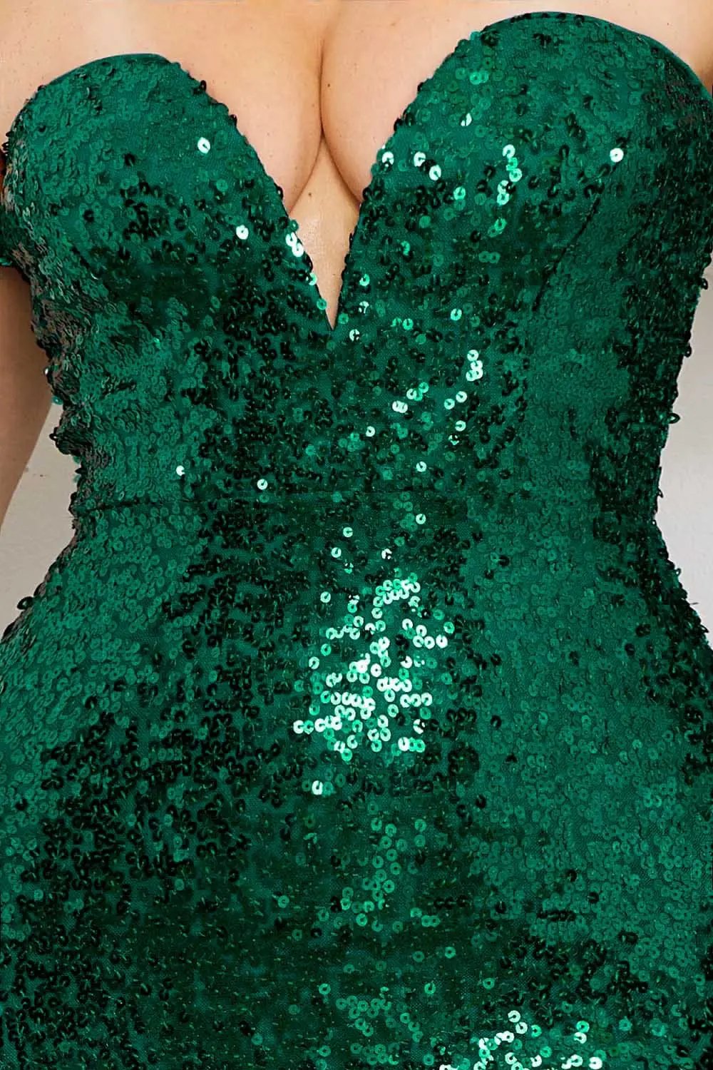 Sequin Maxi Dress - Zipper Back Off Shoulder Prom Style BOUTINIE