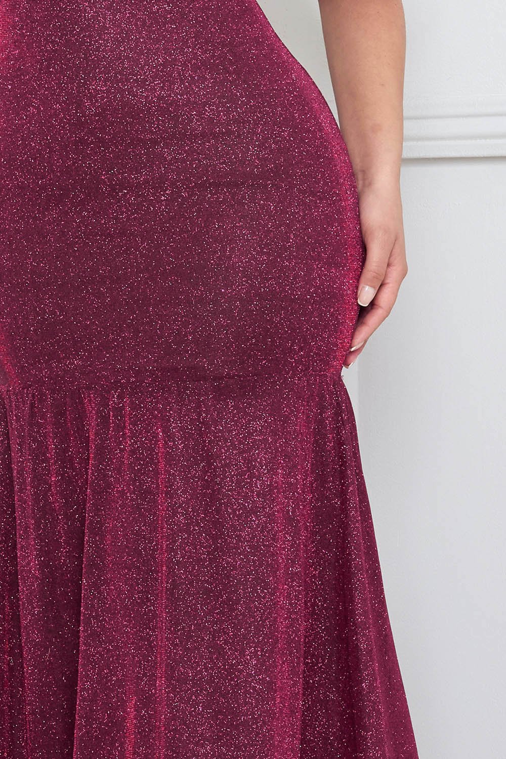 Metallic Off Shoulder Dress – Maxi Ruffle Sleeve Evening Gown BOUTINIE