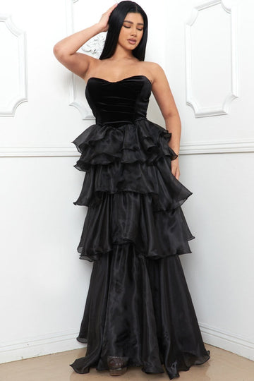 Metallic Mesh Maxi Dress – Velvet Sweetheart Neck & Pleated Bust Detail BOUTINIE