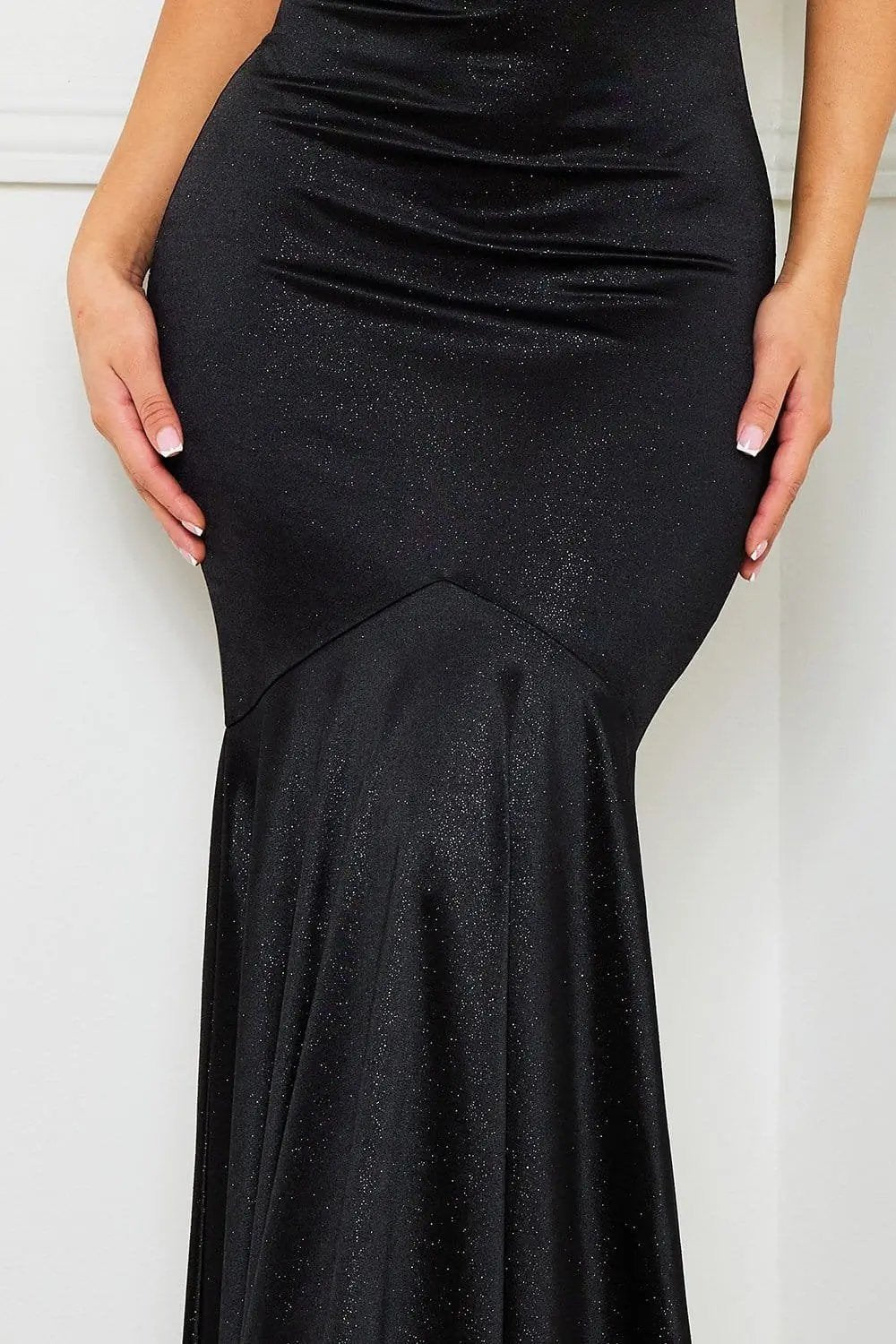 Satin Mermaid Maxi Dress – Bodycon Pleated Flare Bottom BOUTINIE