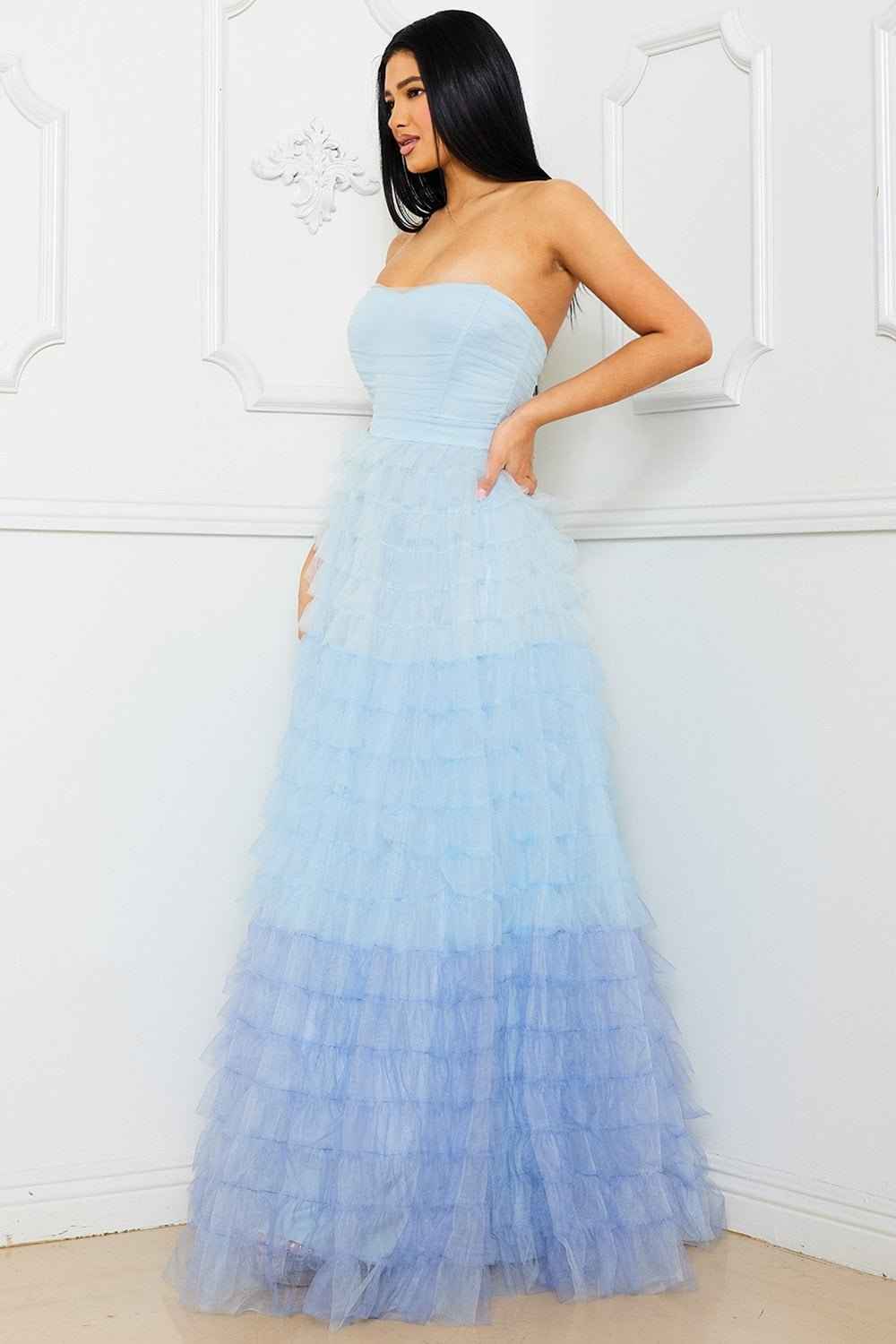 Mesh Ombre Layered Maxi Dress