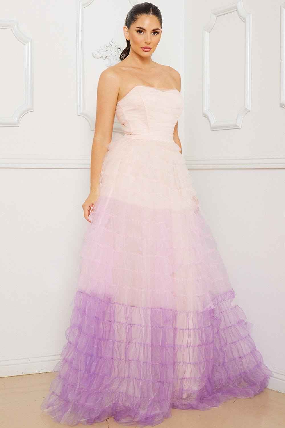 Mesh Ombre Layered Maxi Dress