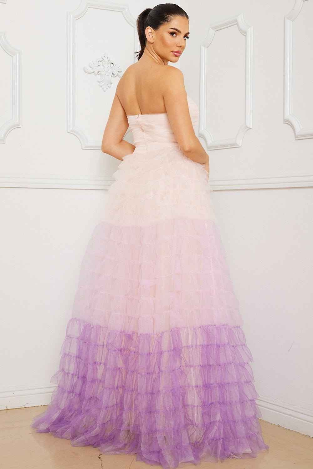 Mesh Ombre Layered Maxi Dress
