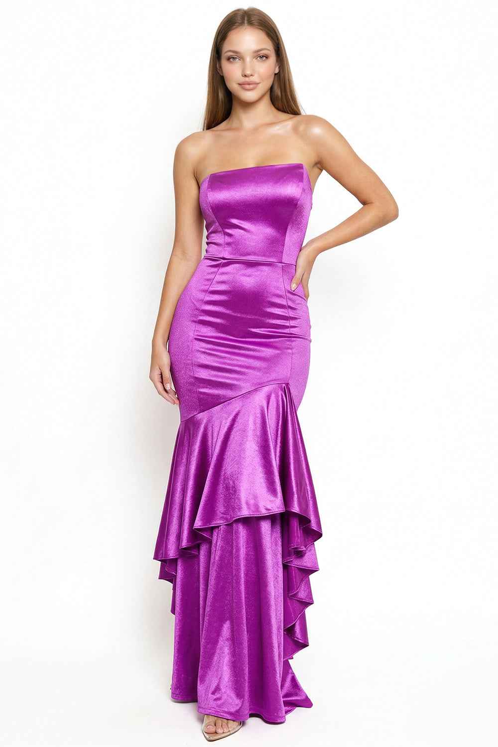 Satin Asymmetrical Mermaid Prom Dress