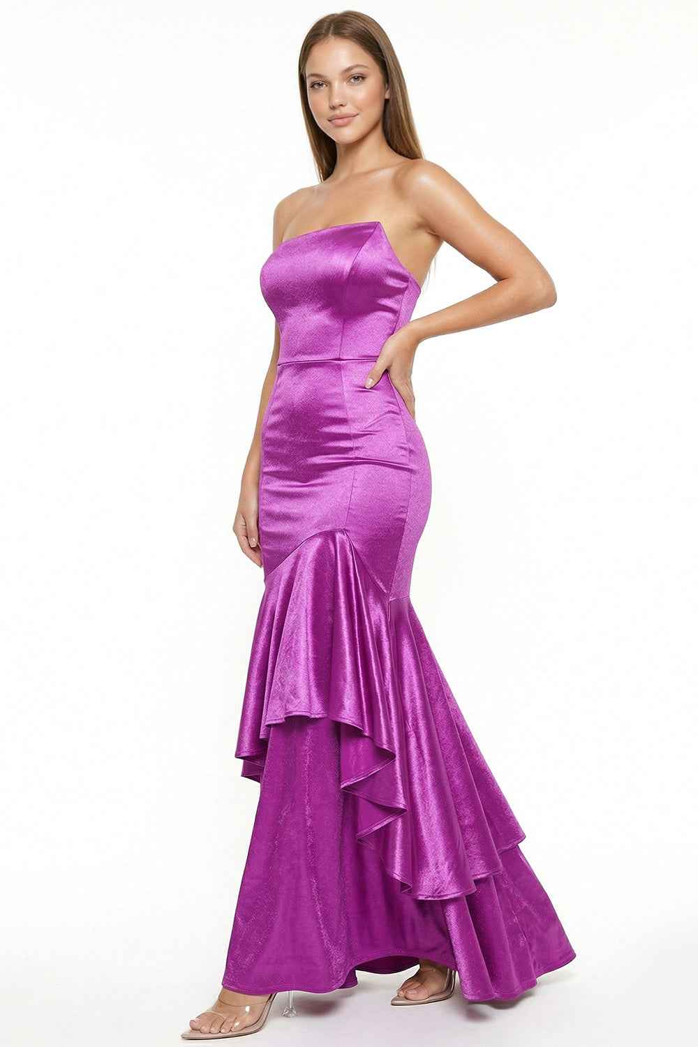 Satin Asymmetrical Mermaid Prom Dress