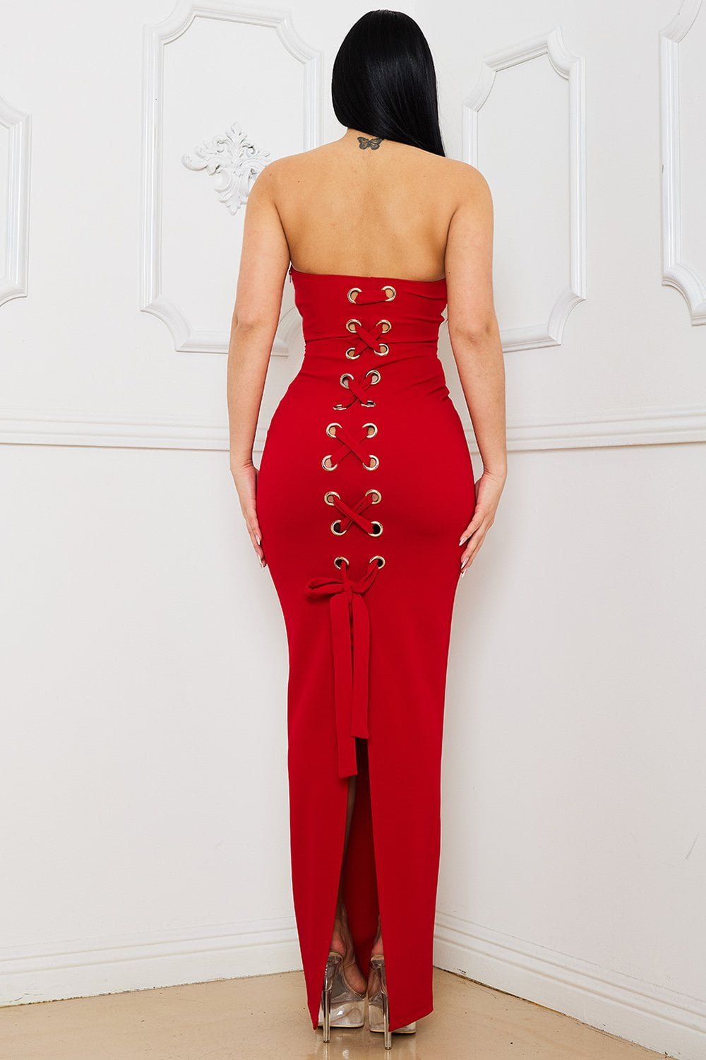 Lace Up Maxi Dress - Strapless Tube Top With Wired Bust BOUTINIE